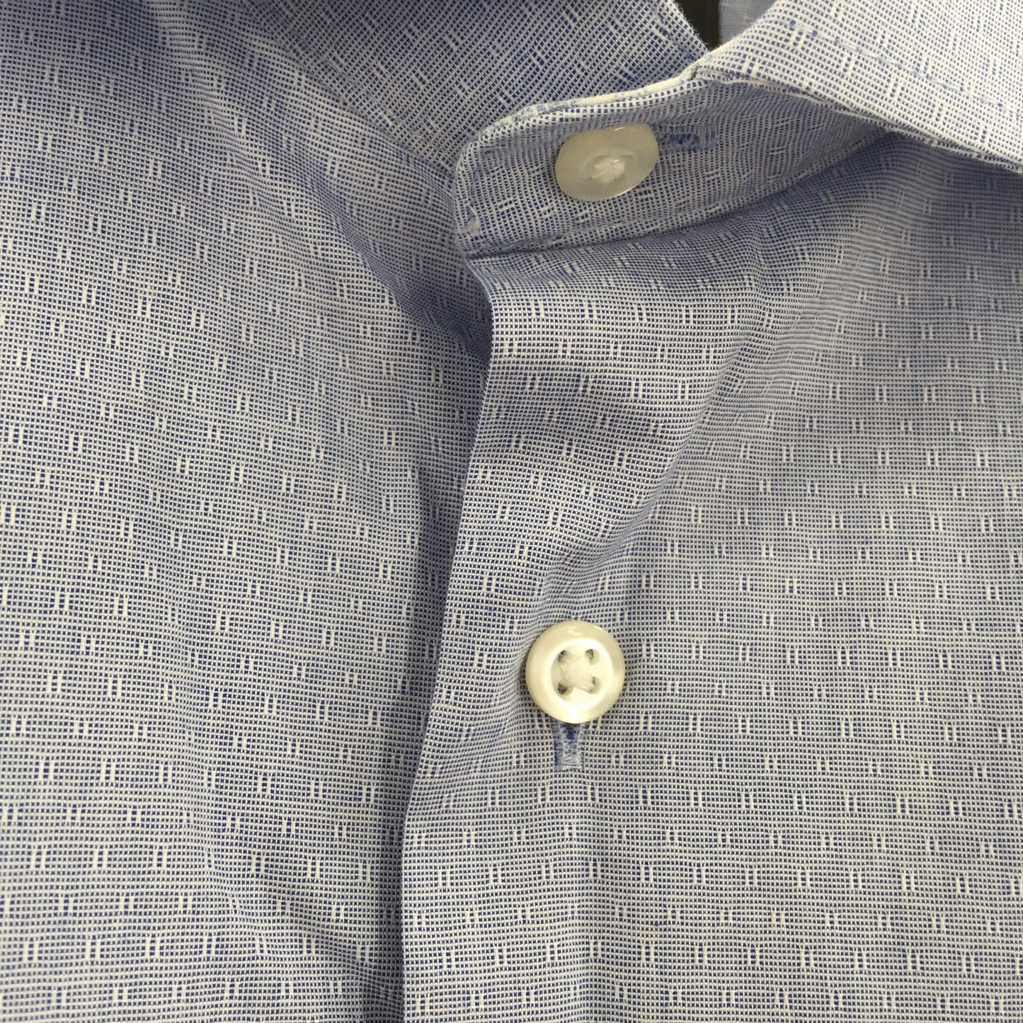 NORDSTROM  Neck 16" Trim Fit Non-Iron Dress Shirt blue White Subtle dot Med Wash