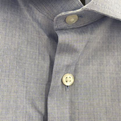 NORDSTROM  Neck 16" Trim Fit Non-Iron Dress Shirt blue White Subtle dot Med Wash