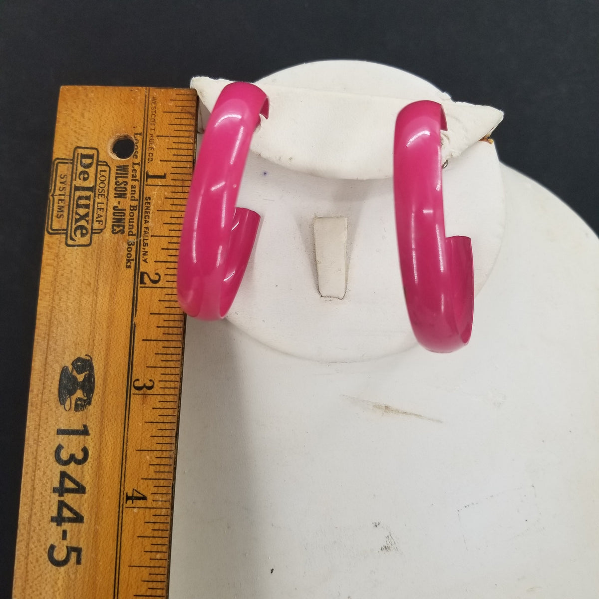 Vintage Pink Metal Wrap Around Hoop Post Earrings Costume Jewelry