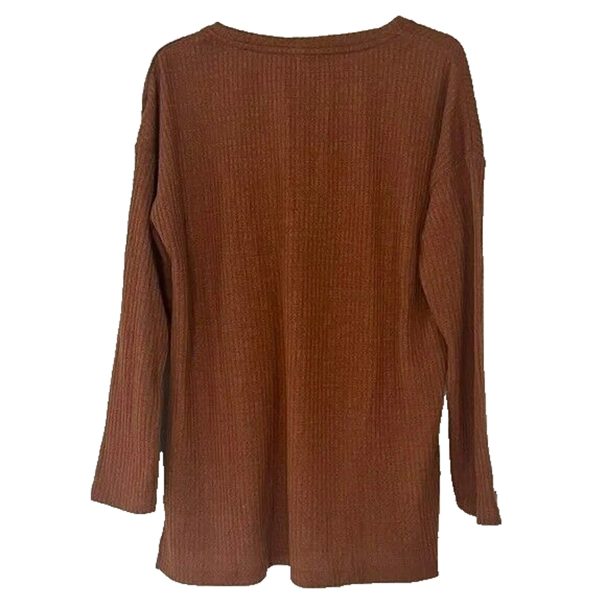 Sanctuary Long Sleeve Thermal Waffle Knit Pullover Shirt Sz Small Rust Brown NWT