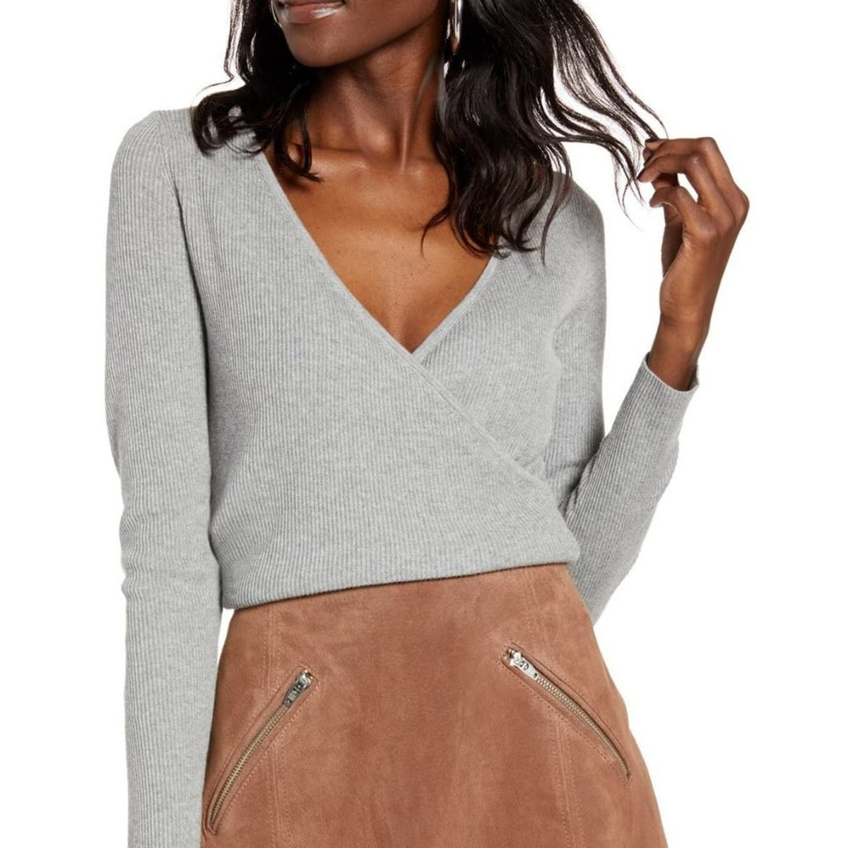 Leith Rib Wrap Sweater Long Sleeve V-Neck Size XLarge NWT long sleeve top ribbed