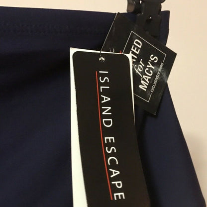 ISLAND ESCAPE BOTTOMS High Waist Ruffled Swim Skirt size 16 Navy Blue Swimwear