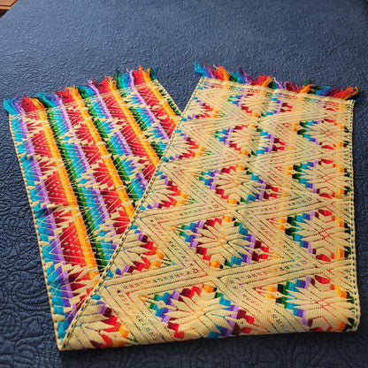 Handmade OAXACAN Table Bed Console Dresser Runner Embroidery Geometric Linens
