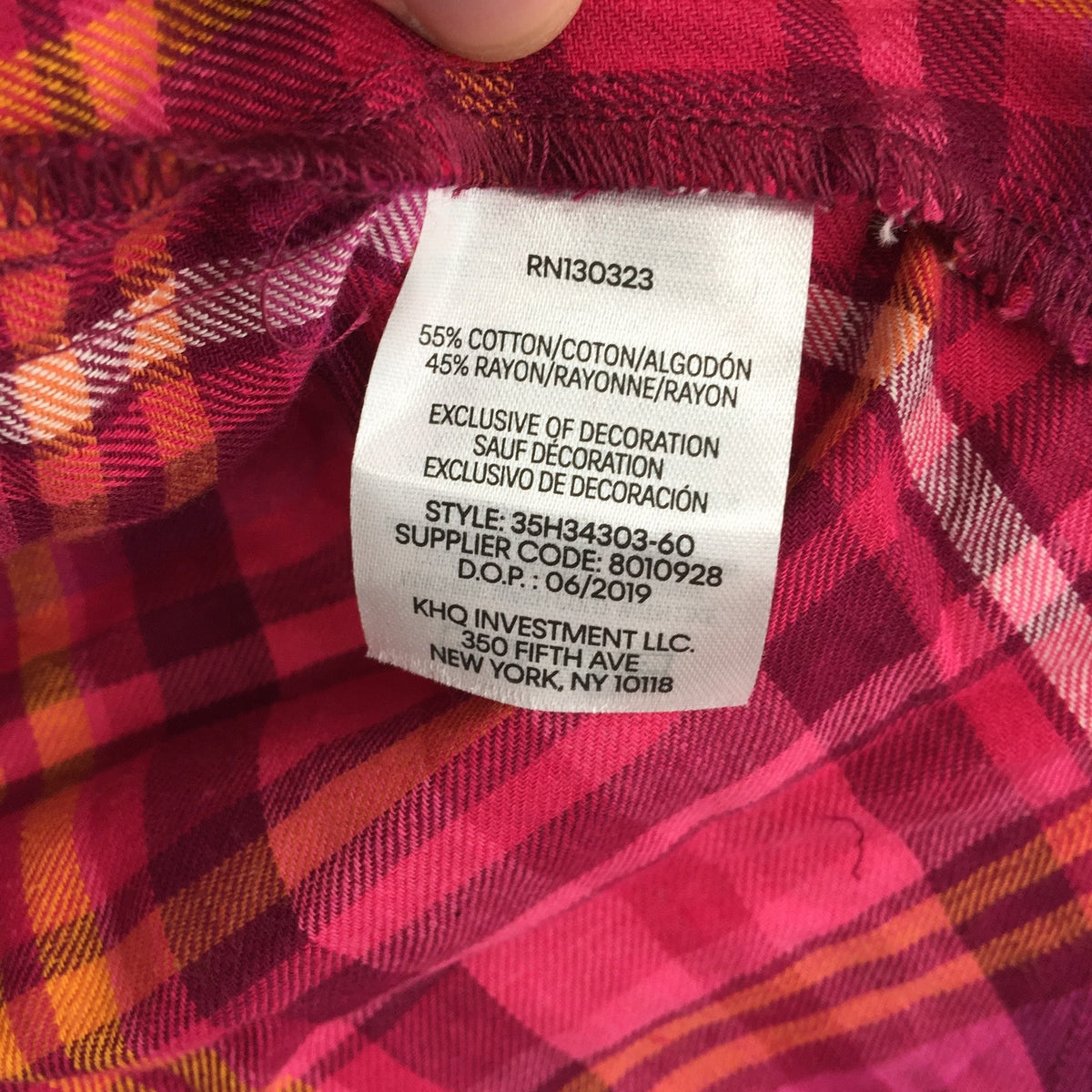 Calvin Klein Jeans Button Up Shirt Extra Large/XL 16 Raspberry Plaid NWT Raw Hem