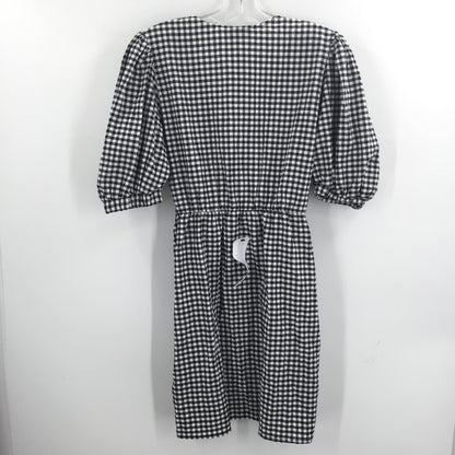 Topshop Gingham Print Wrap Mini Dress Short Sleeve White/Black Size 6 NWT