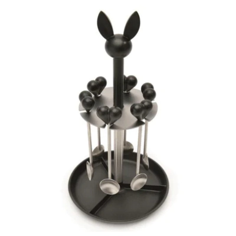 BergHOFF Lover By Lover 7Pc Stainless Steel Coffee Spoon Set Black with Stand
