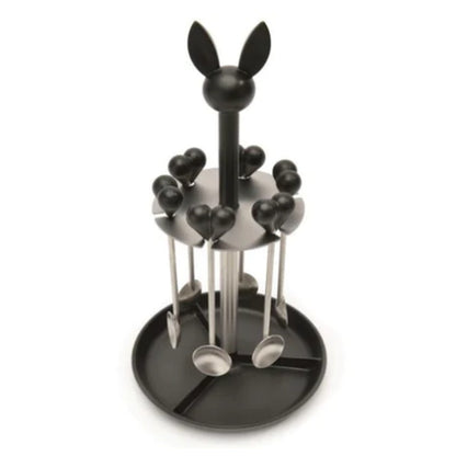 BergHOFF Lover By Lover 7Pc Stainless Steel Coffee Spoon Set Black with Stand