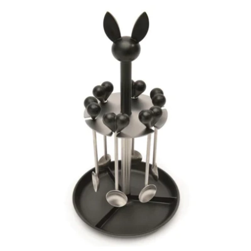 BergHOFF Lover By Lover 7Pc Stainless Steel Coffee Spoon Set Black with Stand
