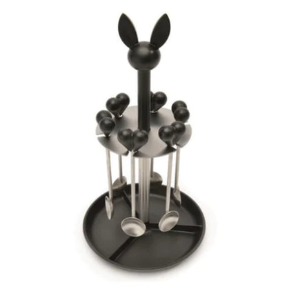 BergHOFF Lover By Lover 7Pc Stainless Steel Coffee Spoon Set Black with Stand