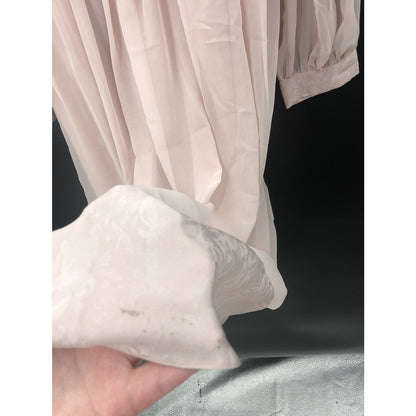 Miss Elliette Vintage 1990s Puff Sleeve Faux Wrap Pleated Dress Pink Medium