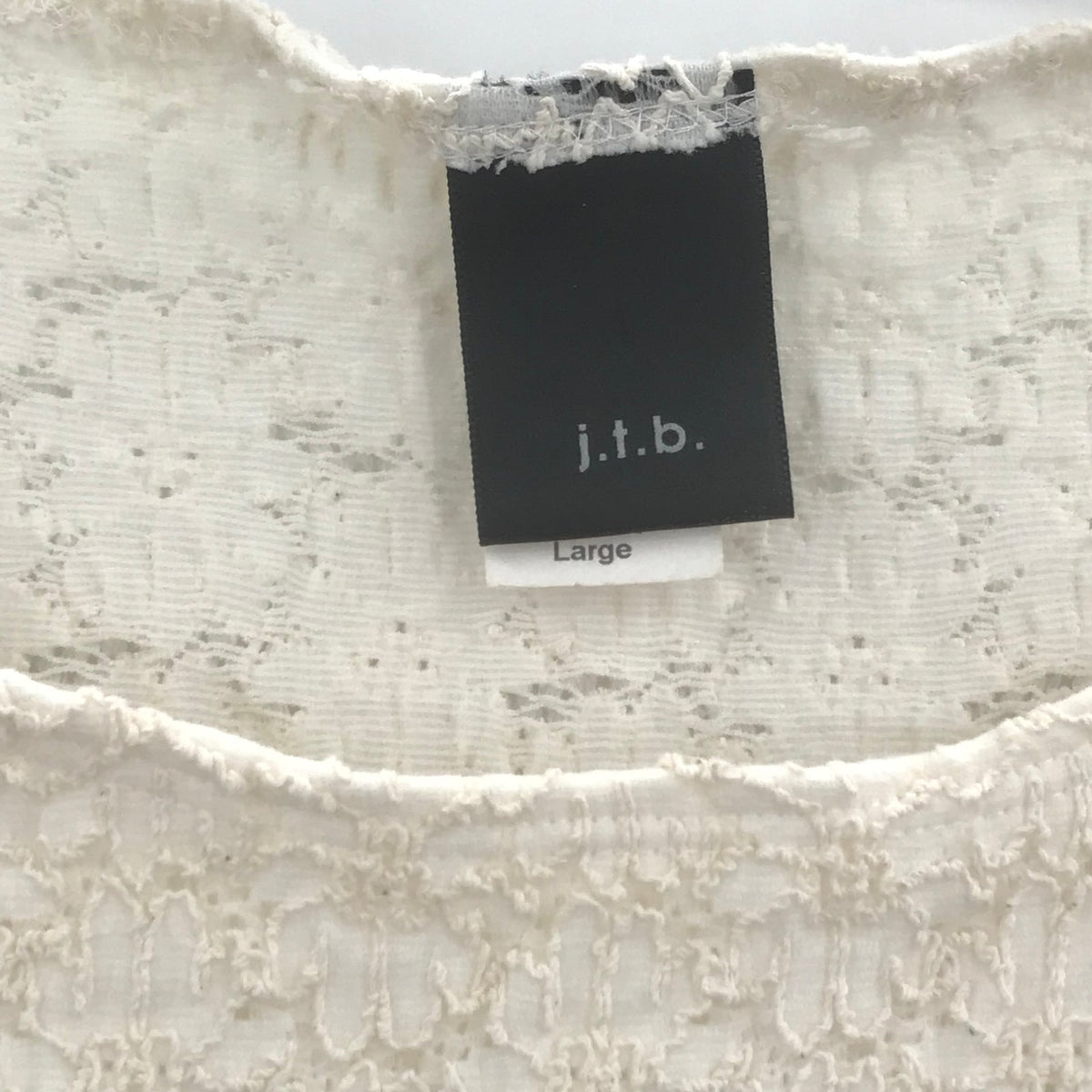 J.T.B Casual Basic Crochet Tank Top Sleeveless Scoop Neck Floral Cream Large