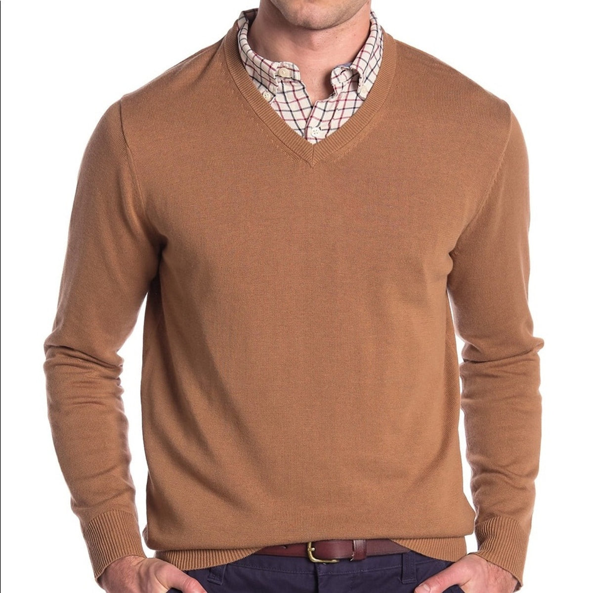 Joe Fresh Solid V-Neck Brown Pull Over Sweater XL NEW eXTRA LARGE Casual