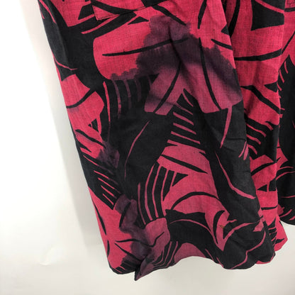 JH Collection Women's High Waist Pleated Floral Midi Skirt Red/Black 32"