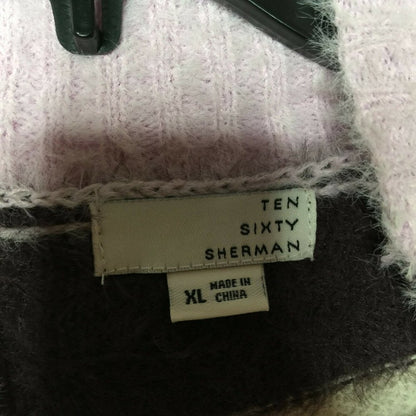 Ten Sixty Sherman Mock Neck Sweater Stripes X-Large Lavender Combo Cozy NEW