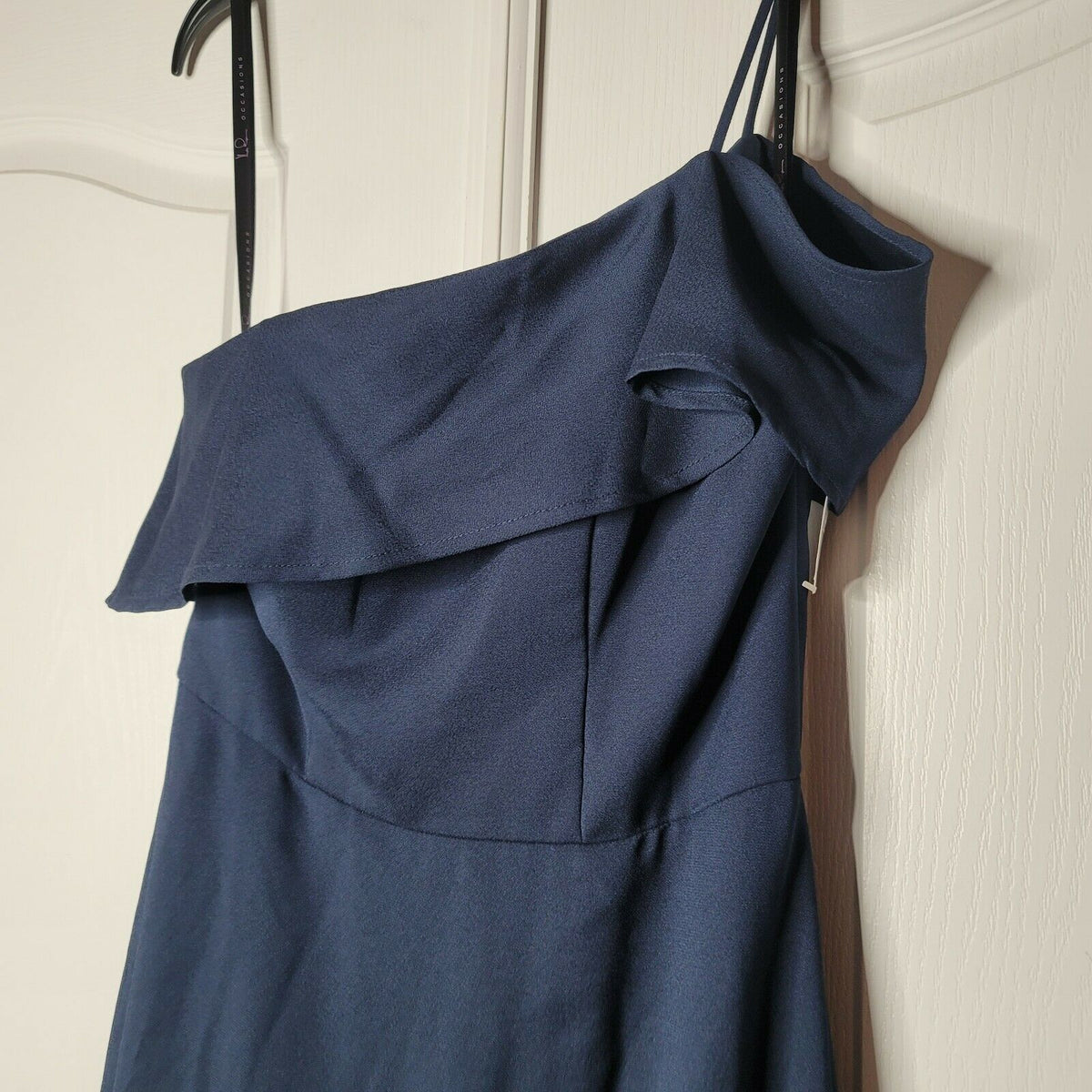 Hayley Paige Occasions Formal maxi Dress Sleeveless One-Shoulder Neckline Blue Size 6