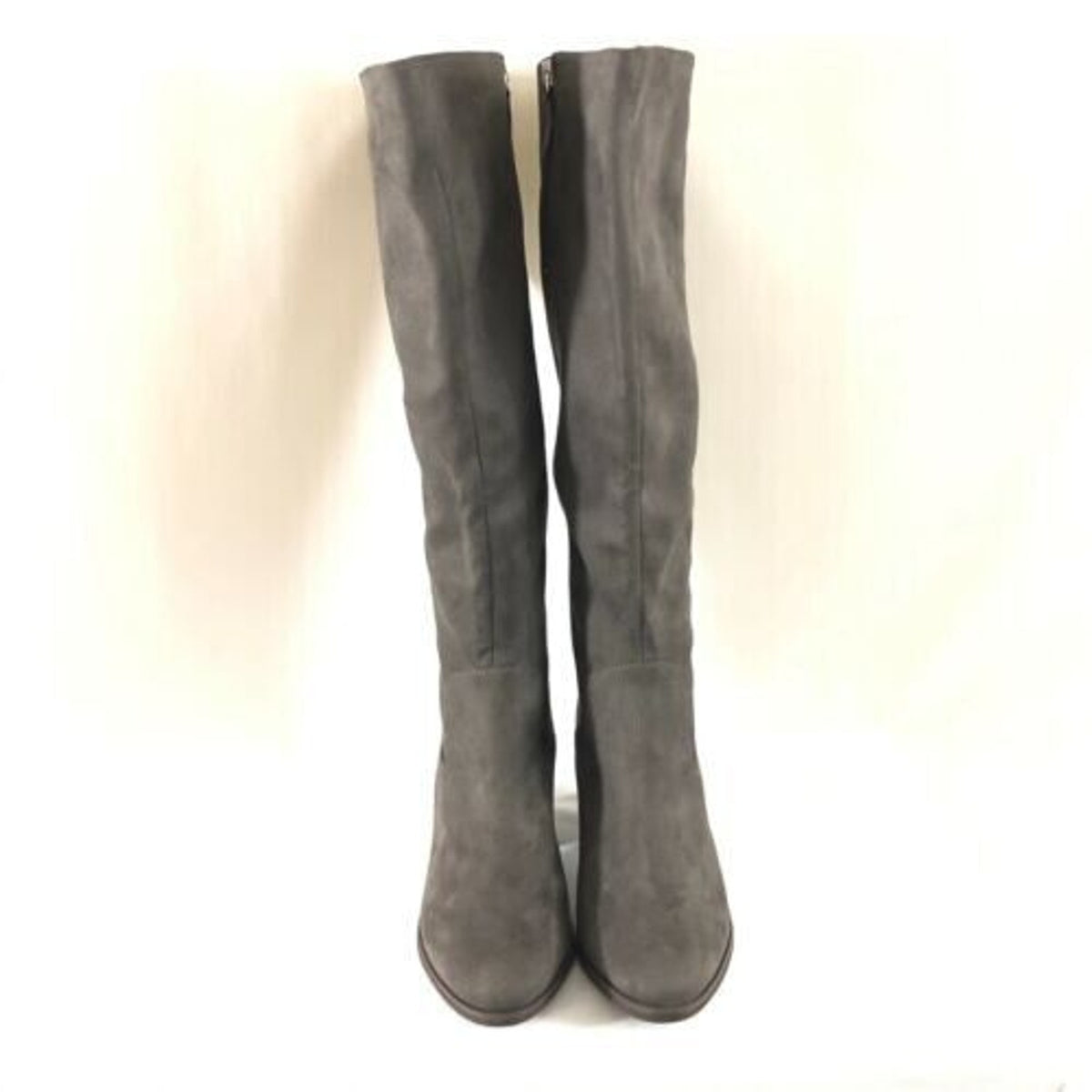 Abound Womens Boots Faux Suede Zipper Block Heel Gray Size 8 Medium Knee High