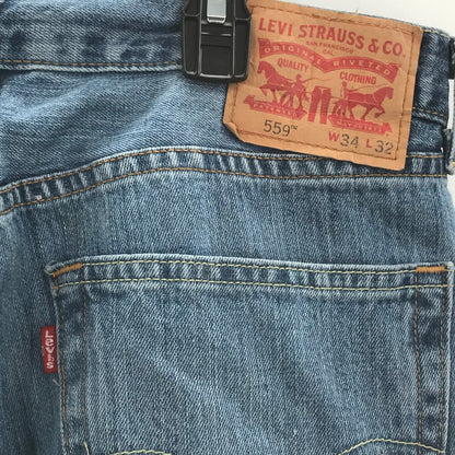 Levi Strauss & Co Straight Legs Denim Jeans Mid Rise Solid Blue Size 34