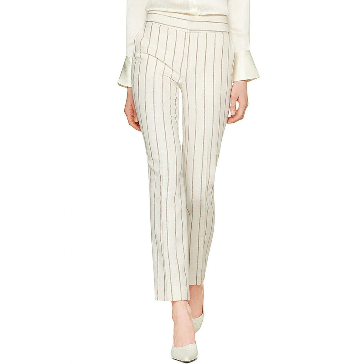 Suistudio Women's Lane Classic Stripe High Waist Silk Blend Trousers Size 12 NEW