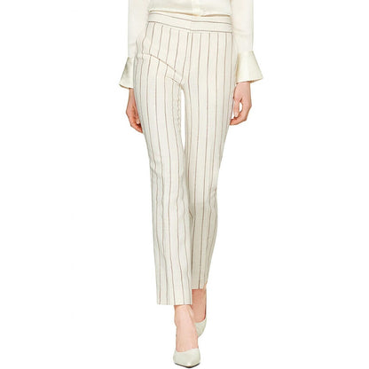 Suistudio Women's Lane Classic Stripe High Waist Silk Blend Trousers Size 12 NEW
