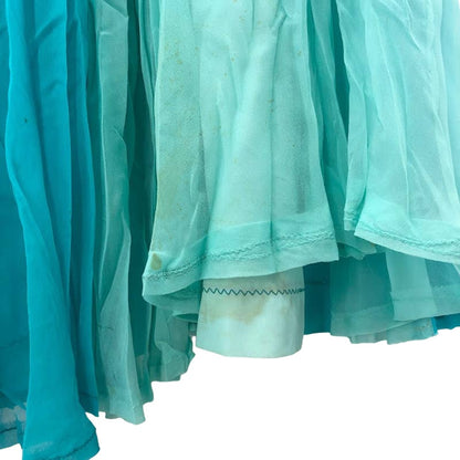 Vintage 1950s Chiffon maxi blue/green two tone Dress rhinestones Lined Small