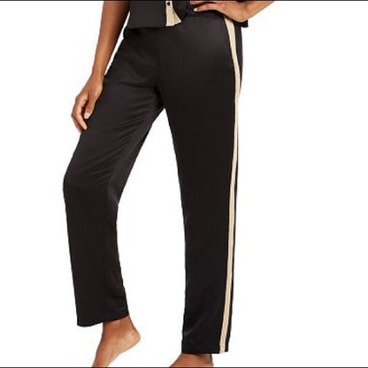 INC NEW Metallic Trim Black Matte Pajama Pants Size X-Small