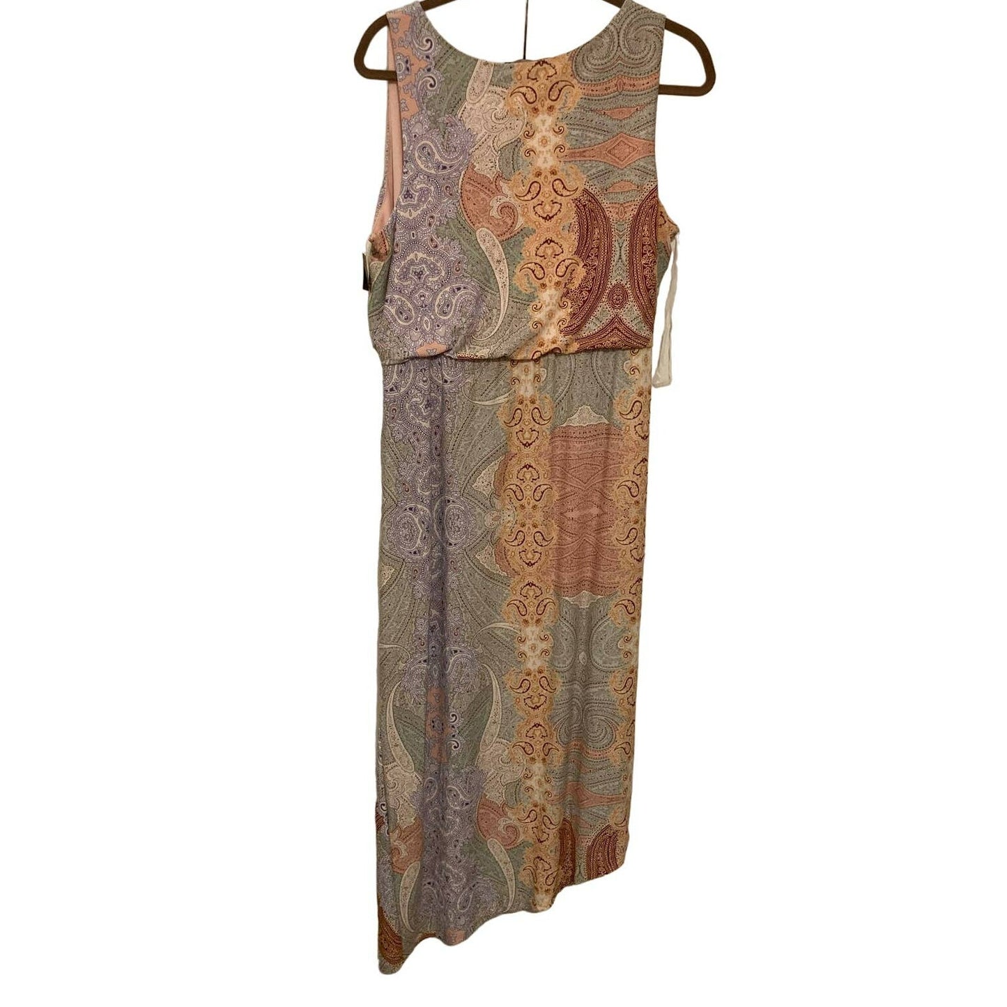 I.N.C. Sleeveless Asymmetrical Hem Blouson Dress Size 1X Paisley Labyrinth NWT