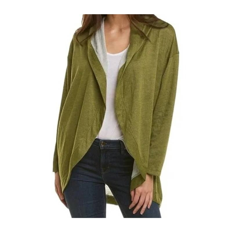 Max Studio Lightweight Open Front Hooded Cardigan Size Small in Sage Green NWT