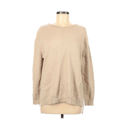 Catherine Malandrino Boho Pullover Sweater Long Sleeve Crew Neck Tan X-Large