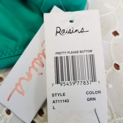 Raisins Pretty Please Embroidered Low-Rider Bikini Size Large