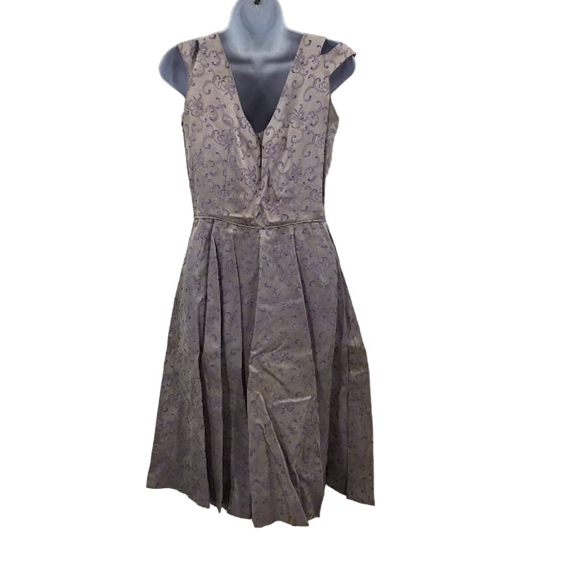 Vintage Purple dress Fit Flare Sateen Cold Shoulder Detail Sleeveless Line Small