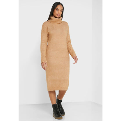 Vero Moda Cowl Neck Knitted Sweater Dress Long Sleeve Brown/Melange Size X-Large