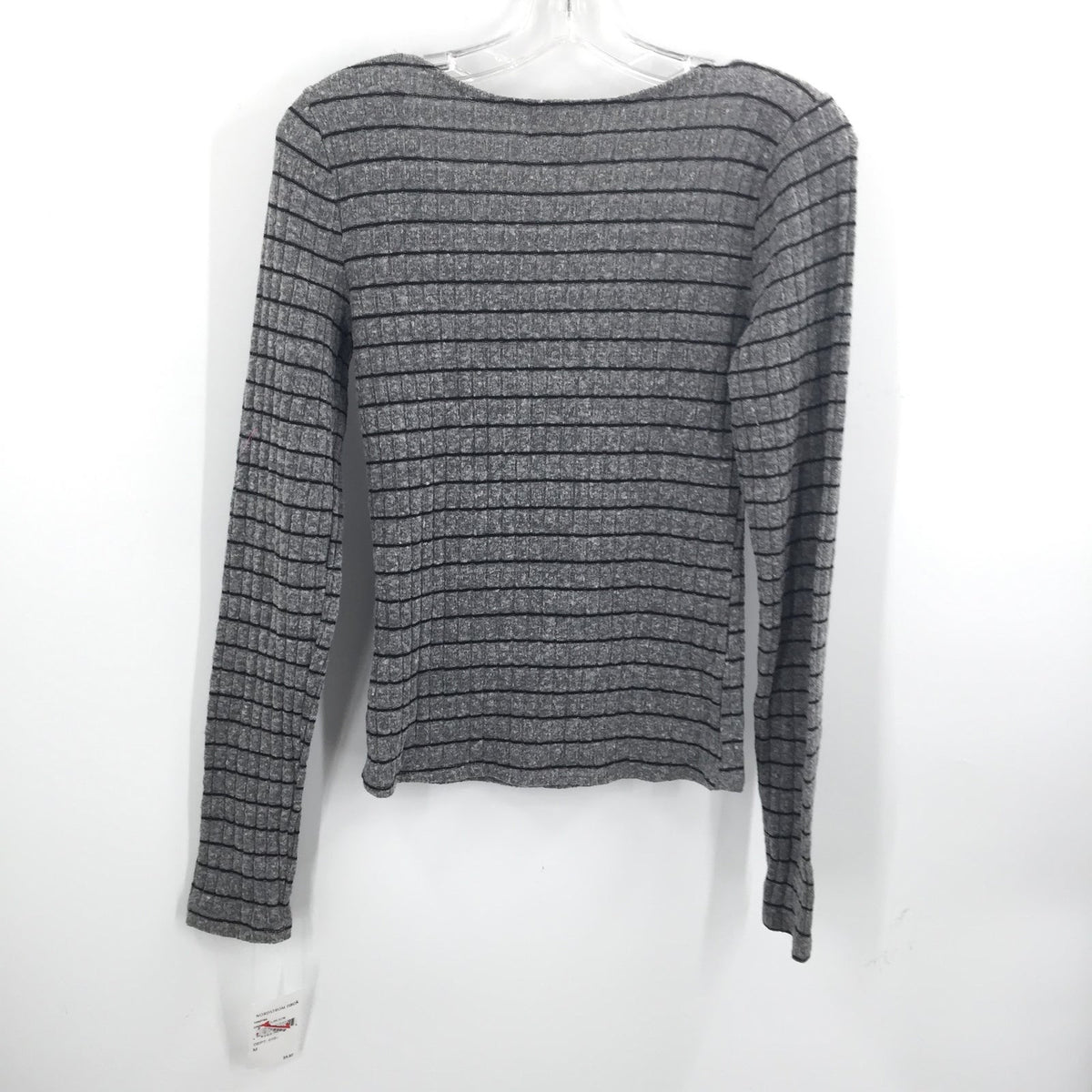 PST Project Social Square Neck Striped Knit Top Grey Black Size Medium NWT