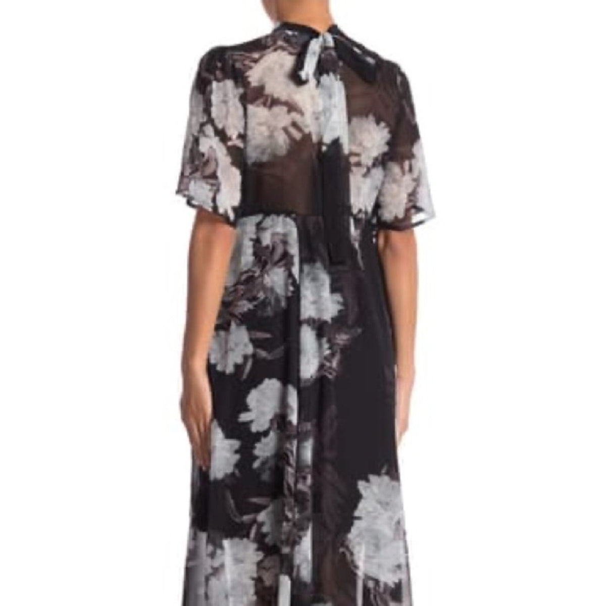 Love + Harmony NEW Floral Sheer Black Short Sleeve Maxi Dress Size Medium