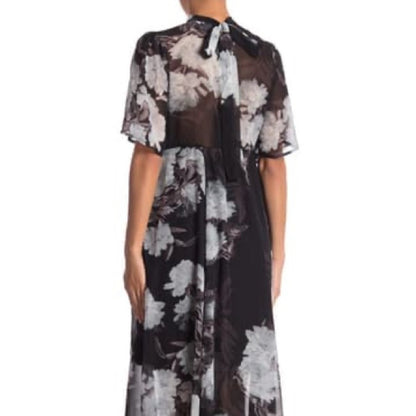 Love + Harmony NEW Floral Sheer Black Short Sleeve Maxi Dress Size Medium