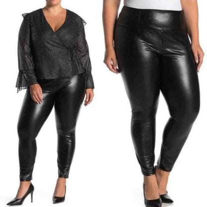 Fourteenth Place NWT Faux Black Leather Legging  Pant High Rise Wide Size 4X