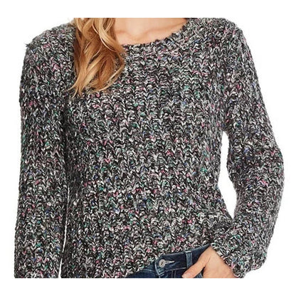 Cece NWT Pullover Grey Sweater Long Sleeve Multicolor Crew Neck Size XS