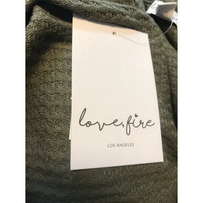 LOVE, FIRE Juniors' Lace-trim Thermal Top In Thyme XS
