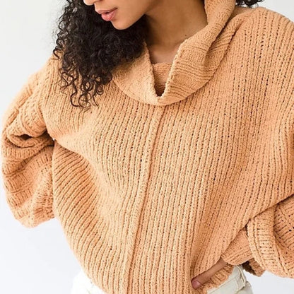 Free People NWT Be Yours Cowl Neck Sweater Size Large in Camel NWT Oversized NEW