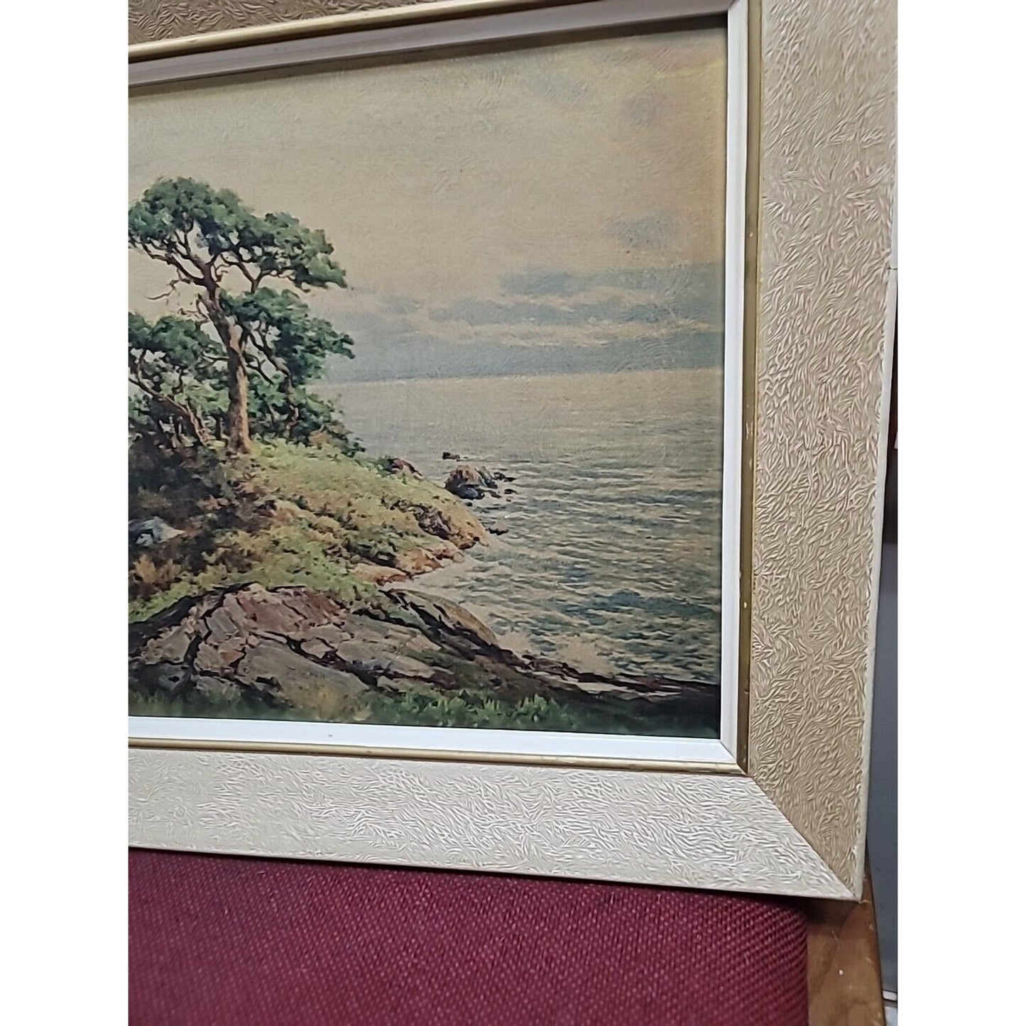 Robert Wood "Pacific Coast" Vintage WOOD Framed Reproduction Print 16" X 16" mCM