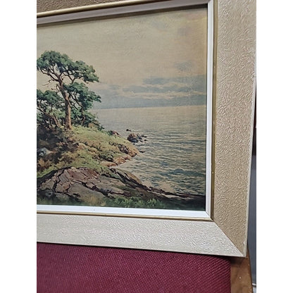 Robert Wood "Pacific Coast" Vintage WOOD Framed Reproduction Print 16" X 16" mCM