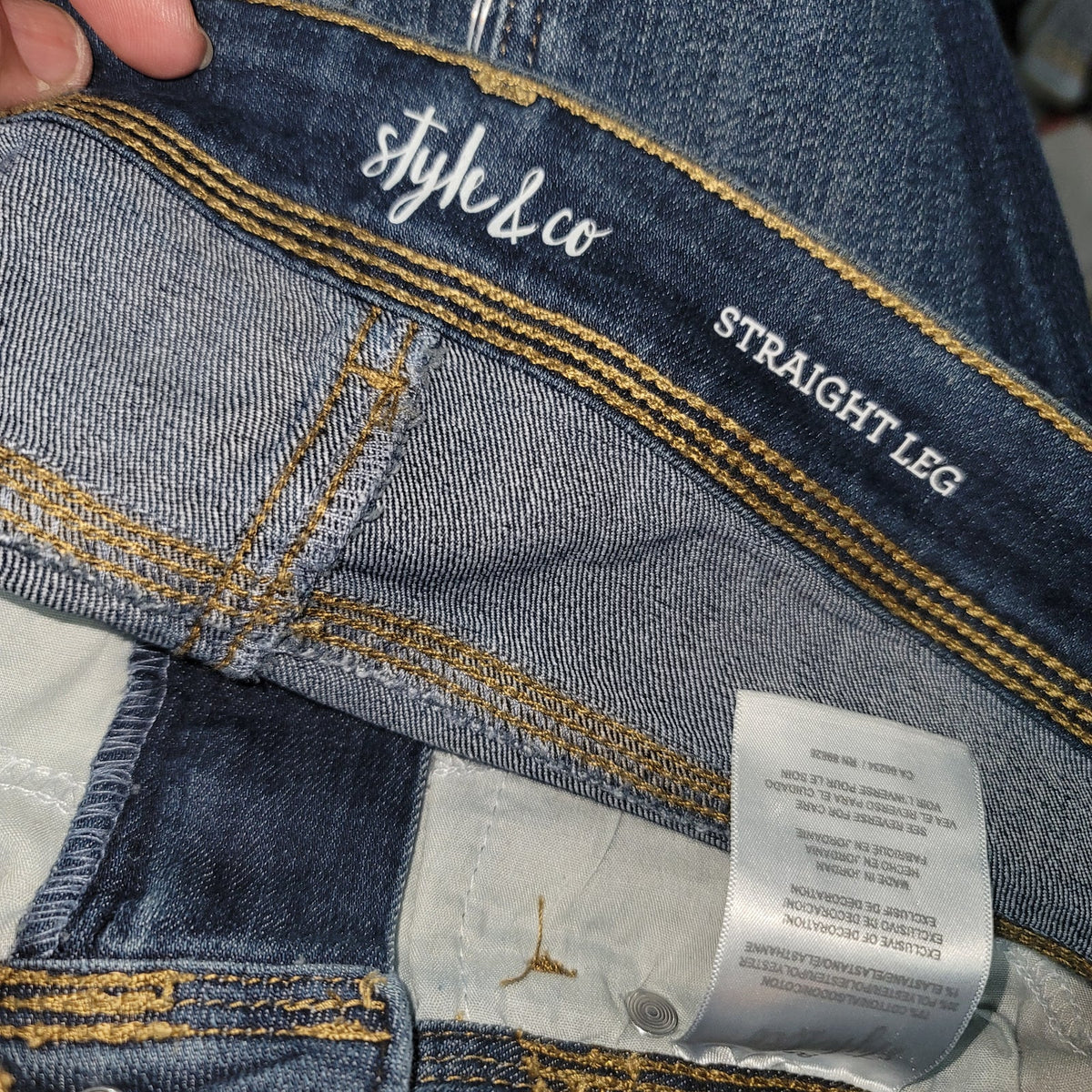 Style Co Womens Tummy Control Straight-Leg Jean Zipper-Up Dark Wash Blue 8 Short