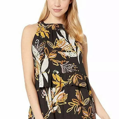 All in Favor Simone Floral Wrap Minidress Green Daisy Size XS new summer