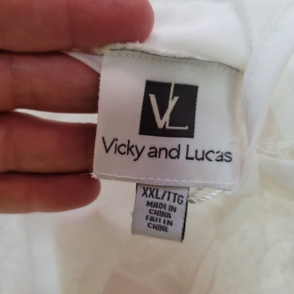 Vicky & Lucas Sleeveless Square Neck Backless Maxi Dress Lace Front White Large
