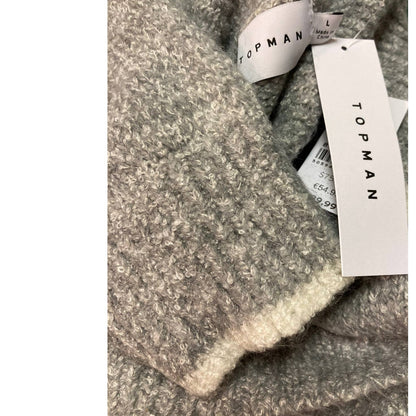Topman Men's Tipped Roll Neck Sweater Large Heather Gray NEW Turtleneck Modern