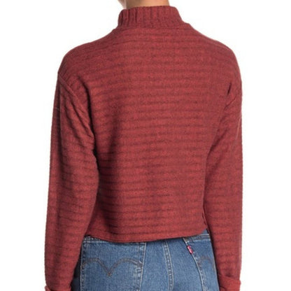 Lush Long Sleeve Brushed Mock Neck Sweater Rust Size XL  top crop Midriff NEW