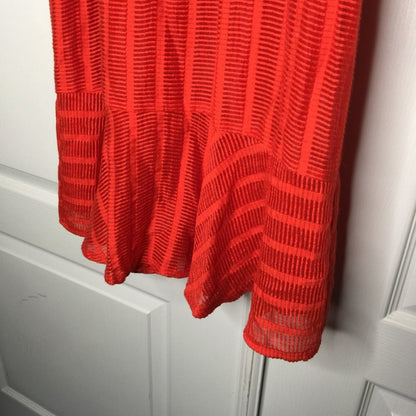 Donna Morgan Jacquard Dress Crew Neck Sleeveless Zipper Back Belted Red Size 6