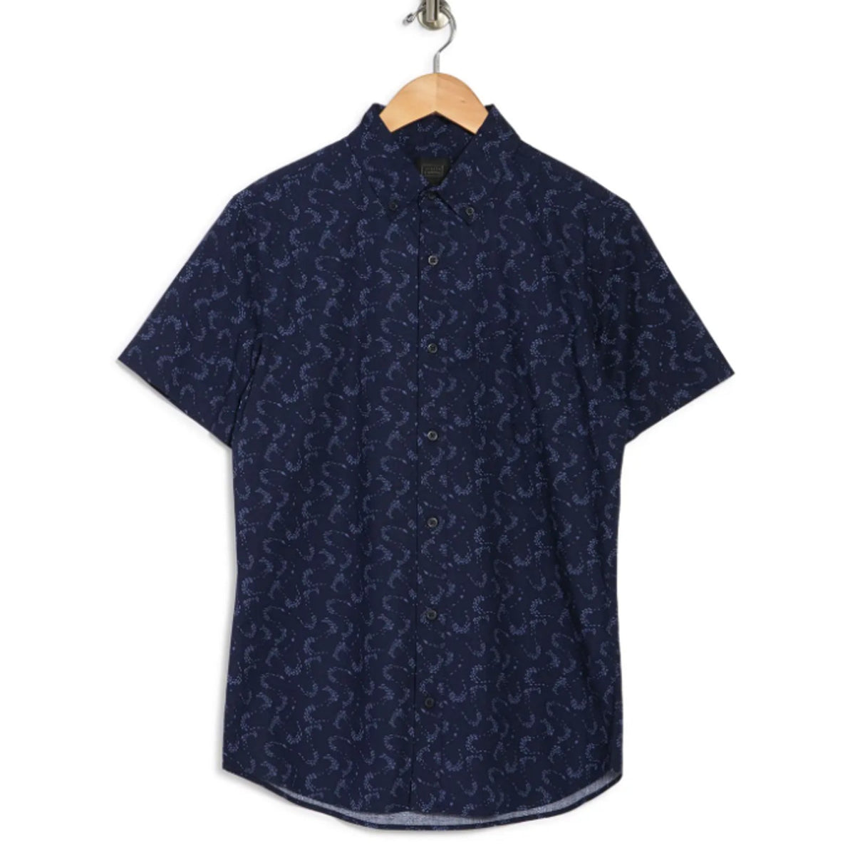 14th  Union X-LARGE button Down Shirt Print Blue CASUAL short sleeve BLOWN AWAY