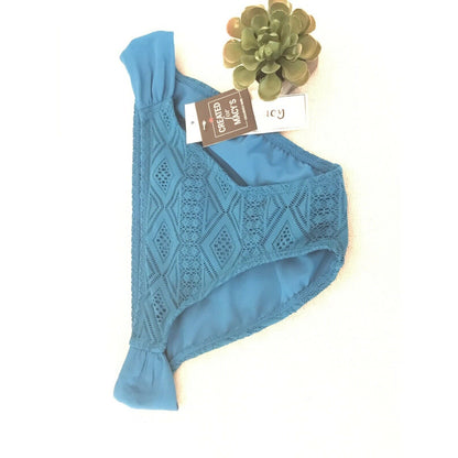 Hula Honey NEW Blue Crochet Bikini Bottoms Size XSmall Swimsuit Swim XS