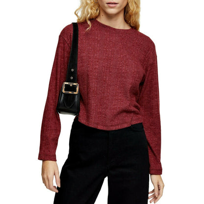Topshop Split Back Small Sweater Crewneck Split Back Long Sleeves Size US 4