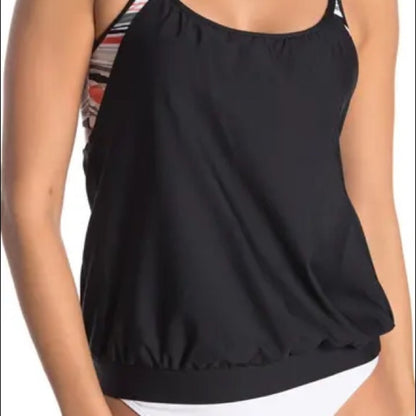 Next NEW Multi Summer Earth Stripe Tankini Size Large Swimsuit bathing suit top